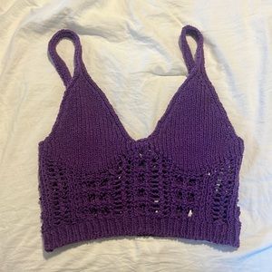 Zara purple crochet knit tank